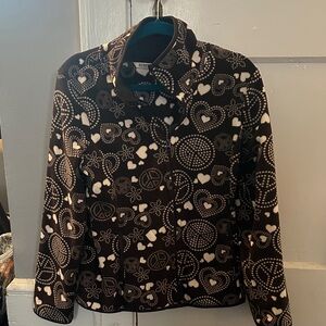 Old Navy Brown & White Heart-Print Women's fleece jacket